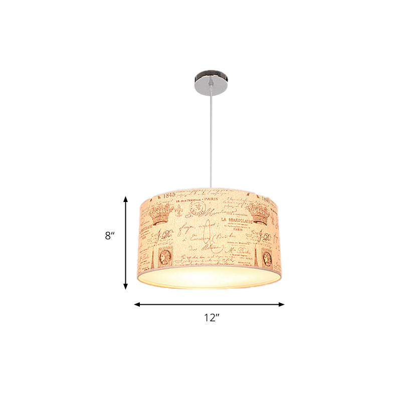 Fabric Drum Shape Hanging Light Modern Kids Suspension Light for Child Bedroom Clearhalo 'Ceiling Lights' 'Pendant Lights' 'Pendants' Lighting' 205328