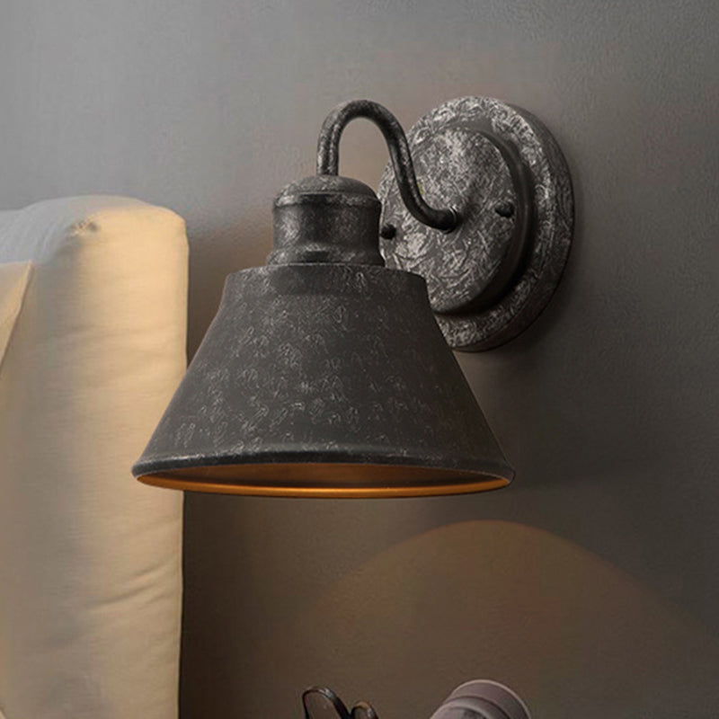 Metal Antique Silver Sconce Light Cone 1-Light Industrial Wall Mounted Lighting for Bedroom Clearhalo 'Art deco wall lights' 'Cast Iron' 'Glass' 'Industrial wall lights' 'Industrial' 'Middle century wall lights' 'Modern' 'Rustic wall lights' 'Tiffany' 'Traditional wall lights' 'Wall Lamps & Sconces' 'Wall Lights' Lighting' 205344