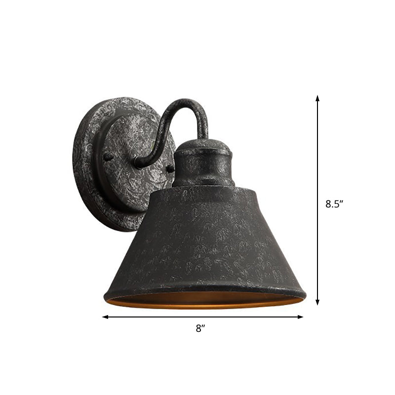 Metal Antique Silver Sconce Light Cone 1-Light Industrial Wall Mounted Lighting for Bedroom Clearhalo 'Art deco wall lights' 'Cast Iron' 'Glass' 'Industrial wall lights' 'Industrial' 'Middle century wall lights' 'Modern' 'Rustic wall lights' 'Tiffany' 'Traditional wall lights' 'Wall Lamps & Sconces' 'Wall Lights' Lighting' 205346