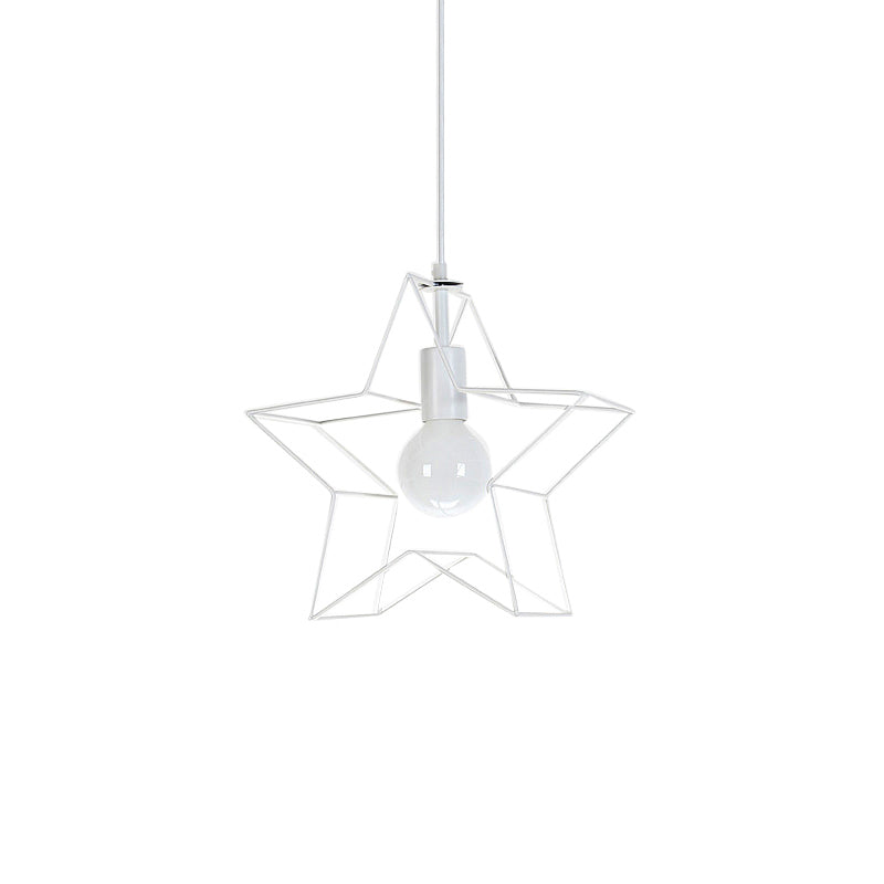 Metal Star Suspension Light 1 Bulb Contemporary Hanging Light in White Clearhalo 'Ceiling Lights' 'Pendant Lights' 'Pendants' Lighting' 205613