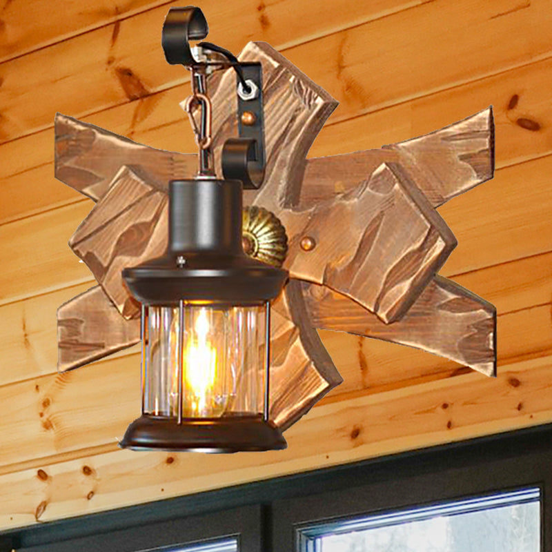 Lantern/Candle Clear Glass/Marble Sconce Light Industrial 1 Bulb Living Room Wall Lighting in Bronze Bronze Lantern Clearhalo 'Art deco wall lights' 'Cast Iron' 'Glass' 'Industrial wall lights' 'Industrial' 'Middle century wall lights' 'Modern' 'Rustic wall lights' 'Tiffany' 'Traditional wall lights' 'Wall Lamps & Sconces' 'Wall Lights' Lighting' 205656