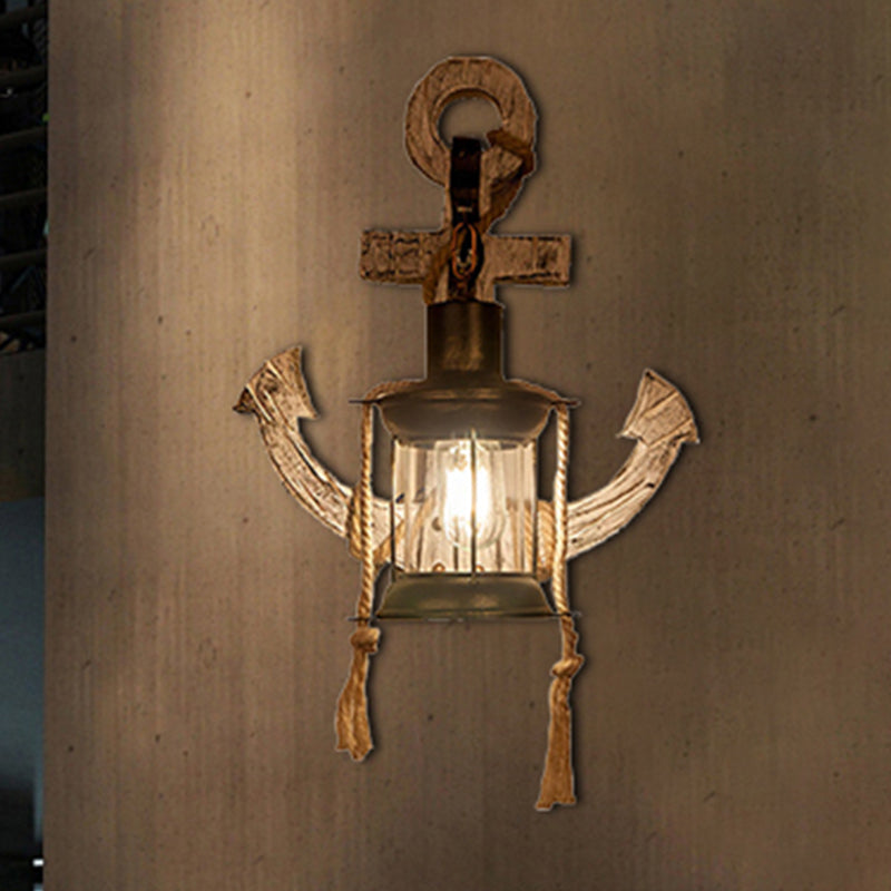 Clear Glass Kerosene Sconce Lighting Rustic Style 1 Light Indoor Wall Mounted Lamp in Bronze Clearhalo 'Art deco wall lights' 'Cast Iron' 'Glass' 'Industrial wall lights' 'Industrial' 'Middle century wall lights' 'Modern' 'Rustic wall lights' 'Tiffany' 'Traditional wall lights' 'Wall Lamps & Sconces' 'Wall Lights' Lighting' 205679