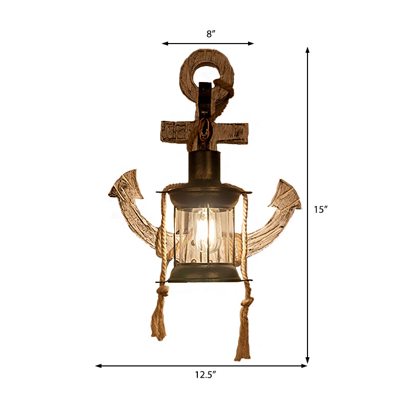 Clear Glass Kerosene Sconce Lighting Rustic Style 1 Light Indoor Wall Mounted Lamp in Bronze Clearhalo 'Art deco wall lights' 'Cast Iron' 'Glass' 'Industrial wall lights' 'Industrial' 'Middle century wall lights' 'Modern' 'Rustic wall lights' 'Tiffany' 'Traditional wall lights' 'Wall Lamps & Sconces' 'Wall Lights' Lighting' 205681