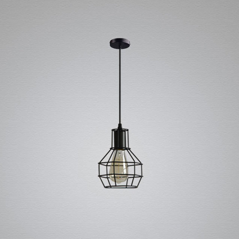 Black Grenade Cage Hanging Light Simplicity Iron 1��Bulb Dining Room Pendant Light Fixture Clearhalo 'Ceiling Lights' 'Industrial Pendants' 'Industrial' 'Middle Century Pendants' 'Pendant Lights' 'Pendants' 'Tiffany' Lighting' 2057449