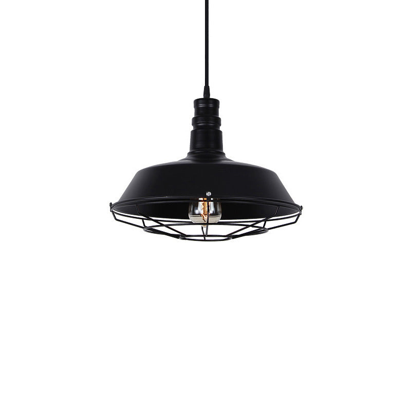 Vintage Pot Lid Shaped Hanging Lamp Single-Bulb Iron Suspension Light for Restaurant Clearhalo 'Art Deco Pendants' 'Black' 'Cast Iron' 'Ceiling Lights' 'Ceramic' 'Crystal' 'Industrial Pendants' 'Industrial' 'Metal' 'Middle Century Pendants' 'Pendant Lights' 'Pendants' 'Rustic Pendants' 'Tiffany' Lighting' 2057500