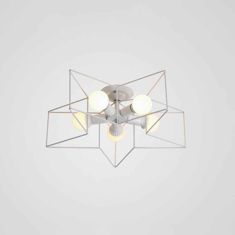 Simplicity Star Shaped Flush Light 5 Heads Metal Flush Ceiling Light Fixture for Bedroom Clearhalo 'Ceiling Lights' 'Close To Ceiling Lights' 'Close to ceiling' 'Flush mount' 'Industrial Flush Mount' Lighting' 2057552