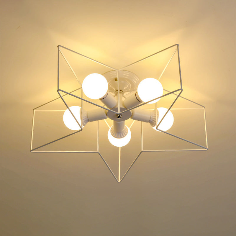 Simplicity Star Shaped Flush Light 5 Heads Metal Flush Ceiling Light Fixture for Bedroom Clearhalo 'Ceiling Lights' 'Close To Ceiling Lights' 'Close to ceiling' 'Flush mount' 'Industrial Flush Mount' Lighting' 2057553