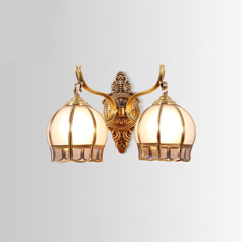 Globe Cream Glass Wall Light Fixture Vintage Living Room Wall Mounted Lamp in Gold Clearhalo 'Wall Lamps & Sconces' 'Wall Lights' Lighting' 2057610