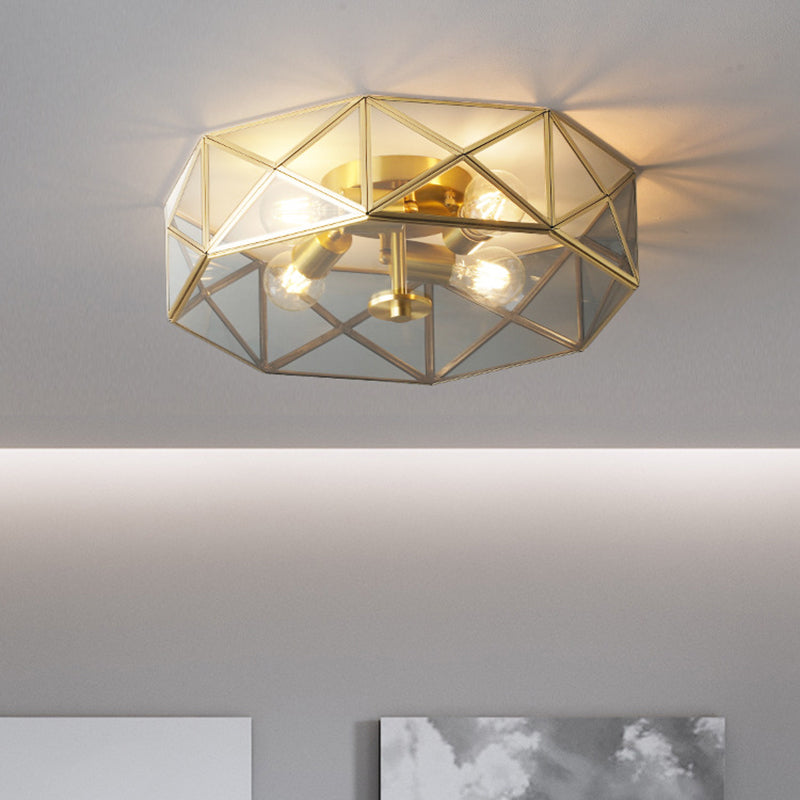 4 Heads Flush Mount Lighting Minimalism Geometric Shaped Smoke Grey Glass Flush Mount Ceiling Light Clearhalo 'Ceiling Lights' 'Close To Ceiling Lights' 'Close to ceiling' 'Flush mount' Lighting' 2057754