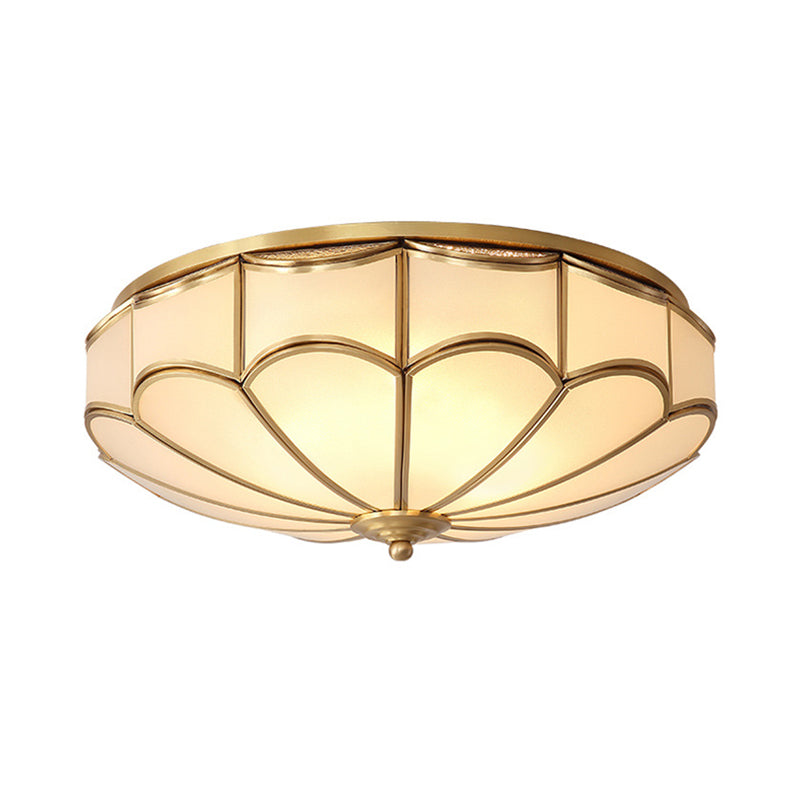 Gold Dome Shaped Flush Mount Lighting Minimalism Cream Glass Bedroom Flush Mount Ceiling Light Clearhalo 'Ceiling Lights' 'Close To Ceiling Lights' 'Close to ceiling' 'Flush mount' Lighting' 2057776