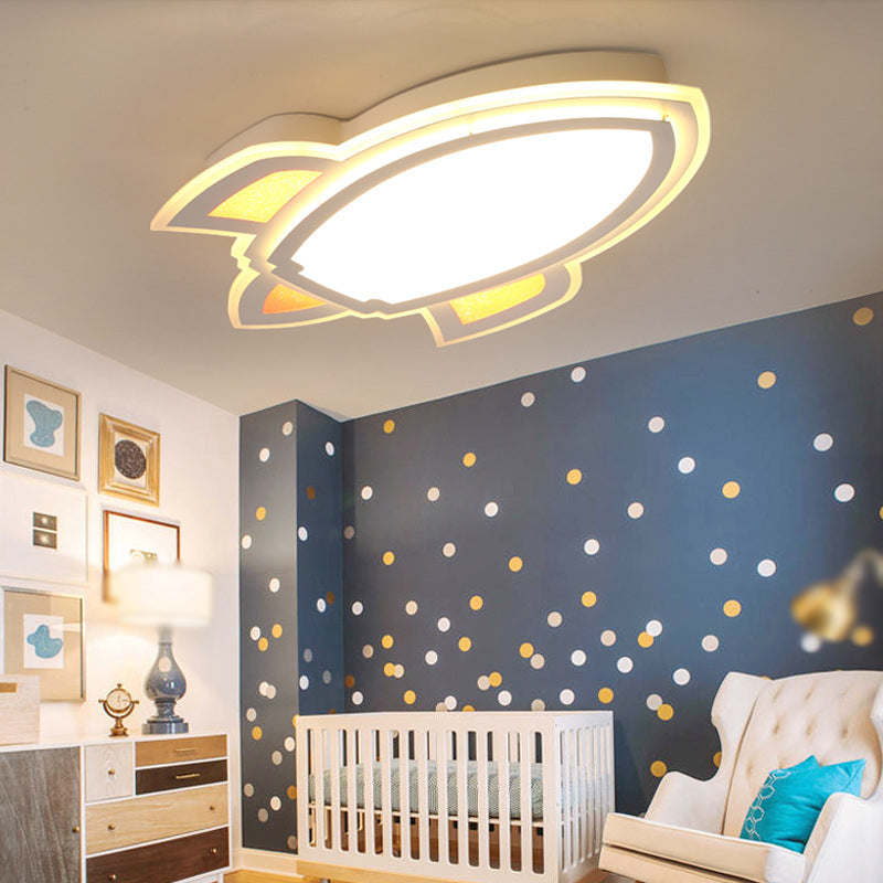 Acrylic Rocket Shaped LED Flush Mount Modern White Flushmount Ceiling Light for Child Room White Small Clearhalo 'Ceiling Lights' 'Close To Ceiling Lights' 'Close to ceiling' 'Flush mount' Lighting' 2057778