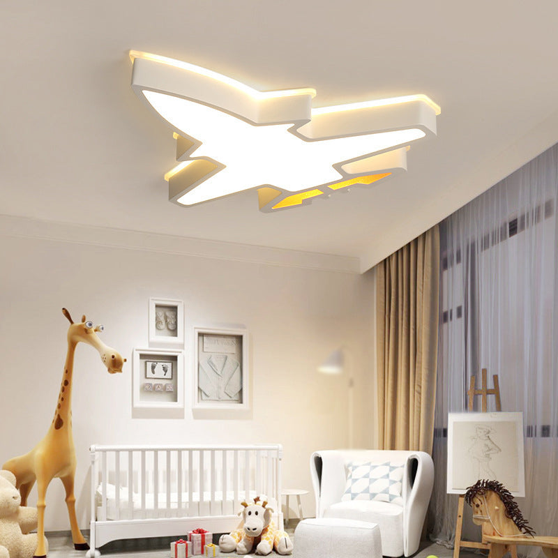 Plane Shaped Acrylic LED Flush Mount Light Simplicity White Ceiling Light Flush Mount for Nursery White Clearhalo 'Ceiling Lights' 'Close To Ceiling Lights' 'Close to ceiling' 'Flush mount' Lighting' 2057783