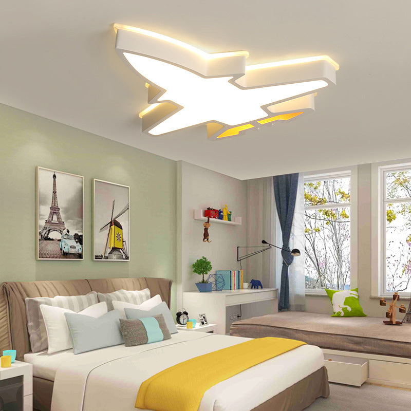 Plane Shaped Acrylic LED Flush Mount Light Simplicity White Ceiling Light Flush Mount for Nursery Clearhalo 'Ceiling Lights' 'Close To Ceiling Lights' 'Close to ceiling' 'Flush mount' Lighting' 2057784