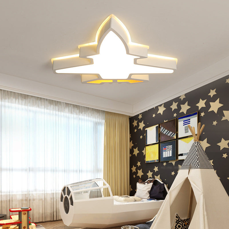 Plane Shaped Acrylic LED Flush Mount Light Simplicity White Ceiling Light Flush Mount for Nursery Clearhalo 'Ceiling Lights' 'Close To Ceiling Lights' 'Close to ceiling' 'Flush mount' Lighting' 2057785