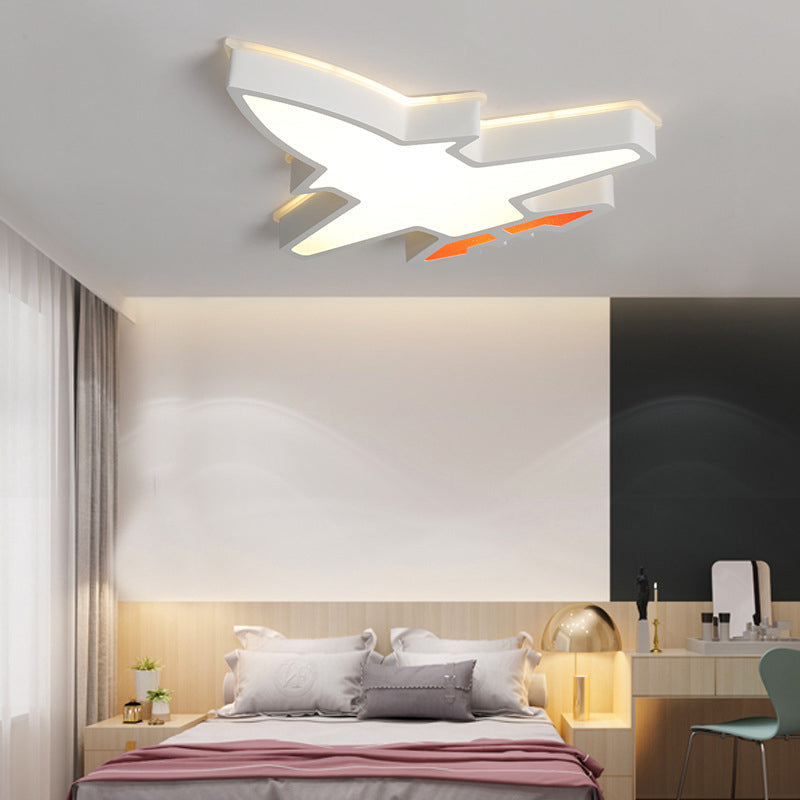 Plane Shaped Acrylic LED Flush Mount Light Simplicity White Ceiling Light Flush Mount for Nursery Clearhalo 'Ceiling Lights' 'Close To Ceiling Lights' 'Close to ceiling' 'Flush mount' Lighting' 2057786