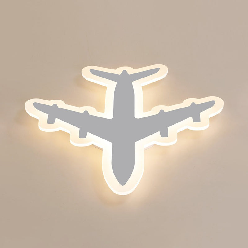 White Airplane Flush Light Artistic Acrylic LED Flush Ceiling Light Fixture for Bedroom Clearhalo 'Ceiling Lights' 'Close To Ceiling Lights' 'Close to ceiling' 'Flush mount' Lighting' 2057790