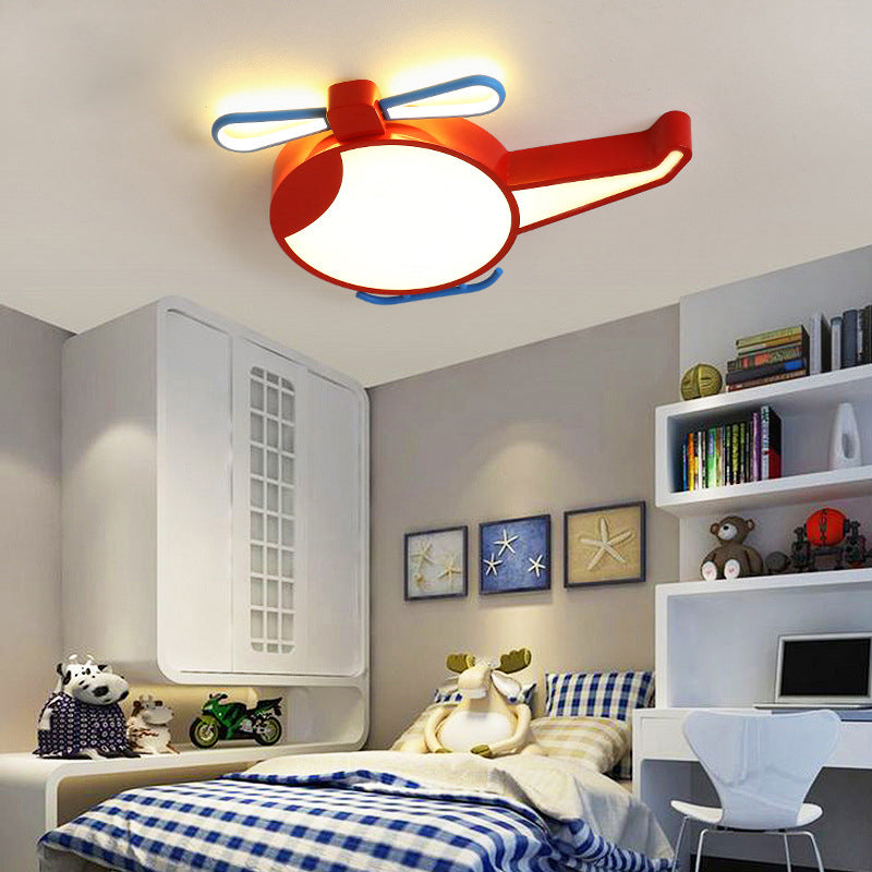 Cartoon Aircraft Shape Flush Light Metal Child Room LED Flush Ceiling Light Fixture Red Clearhalo 'Ceiling Lights' 'Close To Ceiling Lights' 'Close to ceiling' 'Flush mount' Lighting' 2057797