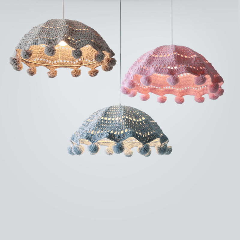 Fabric Umbrella Shape Pendant Light 1 Head Nordic Style Pendant Lamp for Girls Bedroom Clearhalo 'Ceiling Lights' 'Pendant Lights' 'Pendants' Lighting' 205797