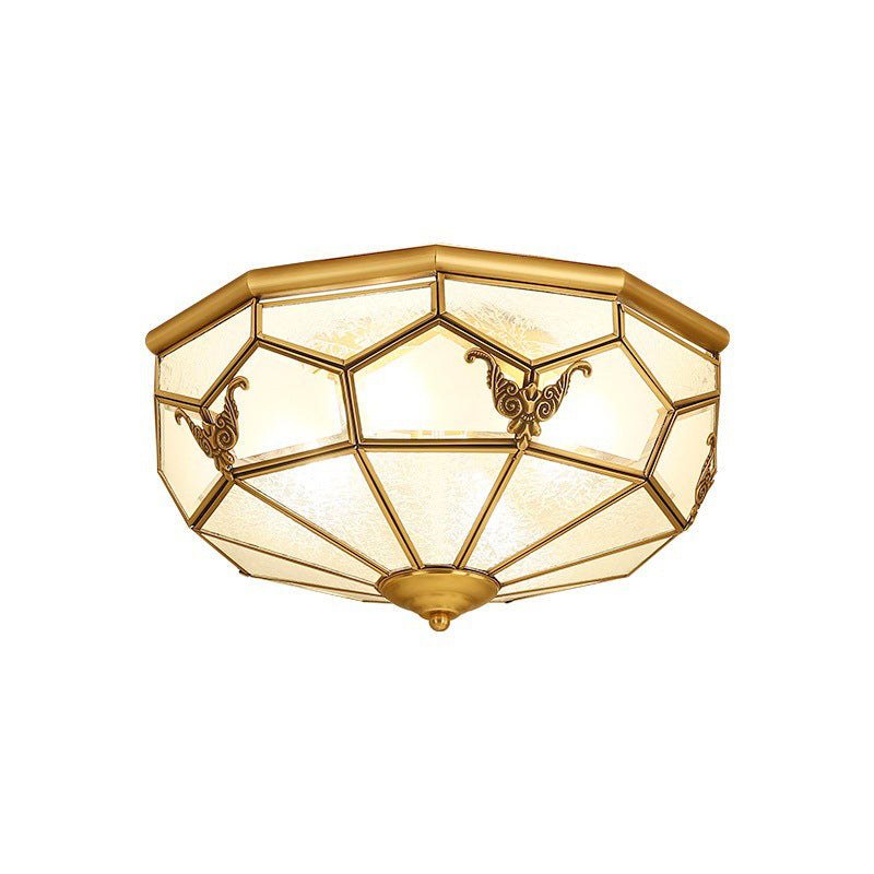 Vintage Dome Shaped Flush Light Frost Glass Flush Ceiling Light Fixture in Gold for Living Room Clearhalo 'Ceiling Lights' 'Close To Ceiling Lights' 'Close to ceiling' 'Flush mount' Lighting' 2058056