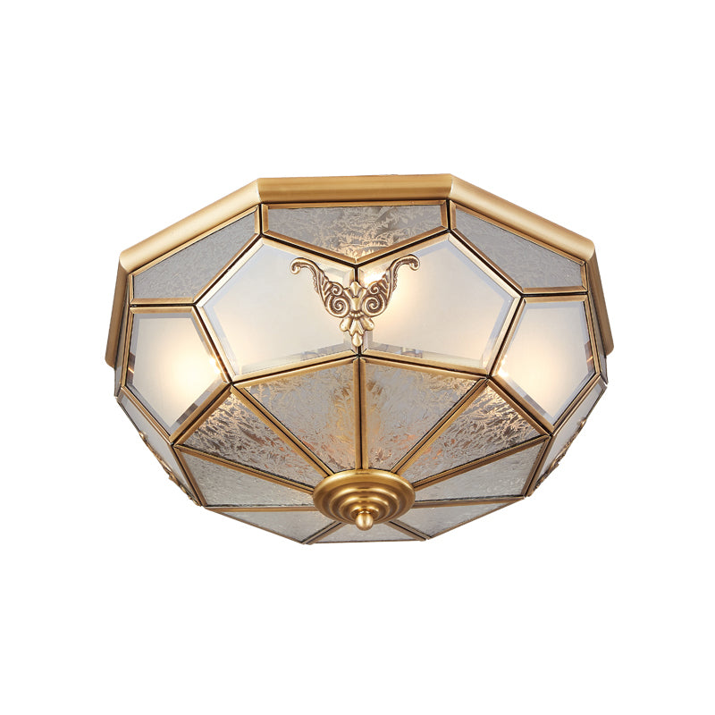 Bowl Shaped Metal Semi Flush Chandelier Simplicity Corridor Flush Ceiling Light in Gold Clearhalo 'Ceiling Lights' 'Close To Ceiling Lights' 'Close to ceiling' 'Flush mount' Lighting' 2058105