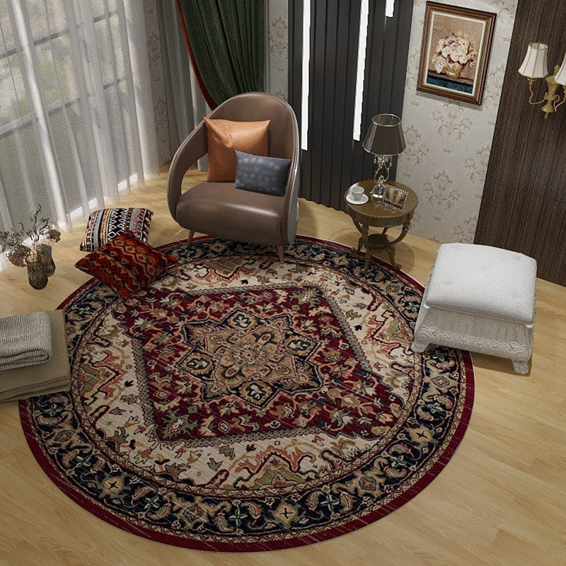 Retro Floral Area Rug Multi-Color Oriental Rug Polyester Pet Friendly Non-Slip Backing Washable Rug for Bedroom Clearhalo 'Area Rug' 'Moroccan' 'Rugs' Rug' 2058649