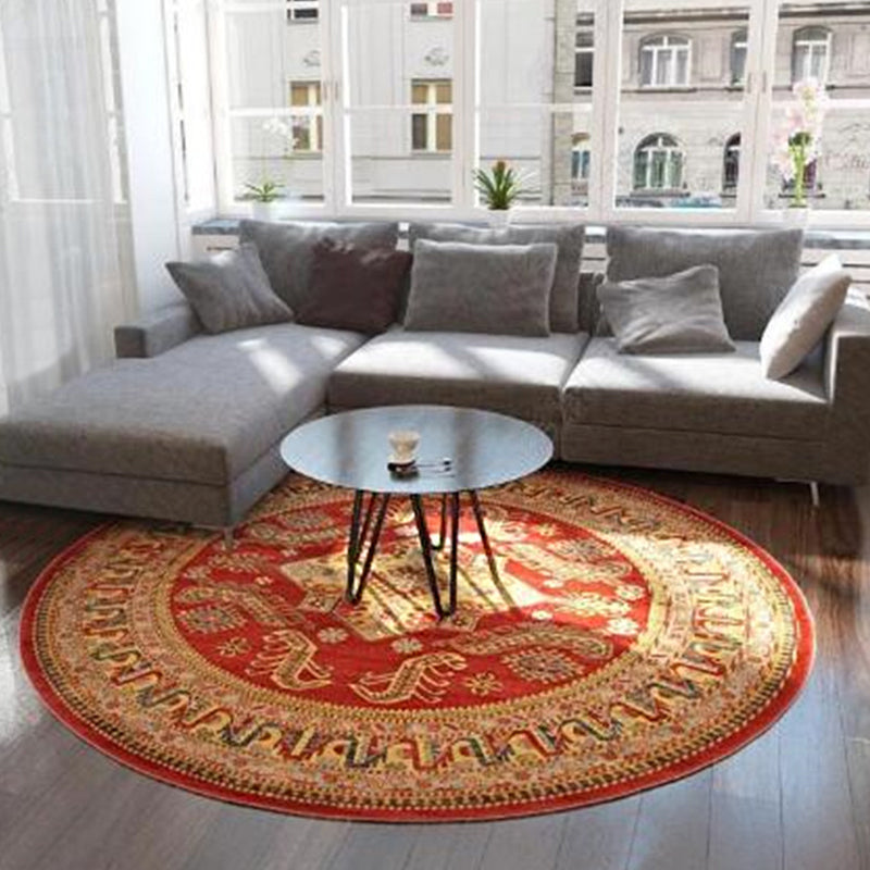 Retro Floral Area Rug Multi-Color Oriental Rug Polyester Pet Friendly Non-Slip Backing Washable Rug for Bedroom Orange-Yellow Clearhalo 'Area Rug' 'Moroccan' 'Rugs' Rug' 2058650