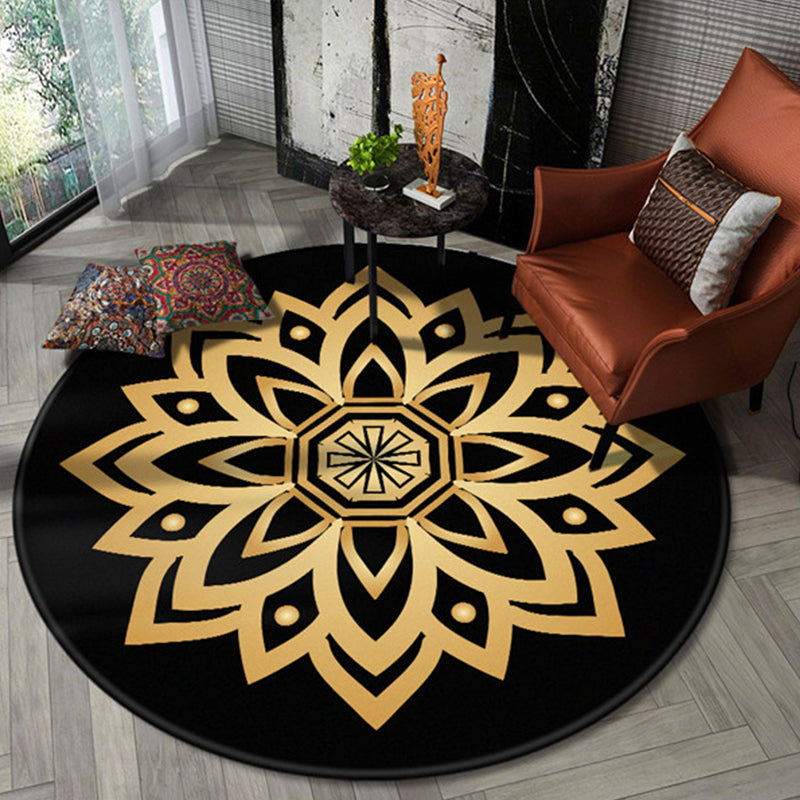 Chic Floral Pattern Area Rug Multicolored Moroccan Carpet Synthetics Washable Anti-Slip Backing Stain Resistant Rug for Front Door Champagne 3'11