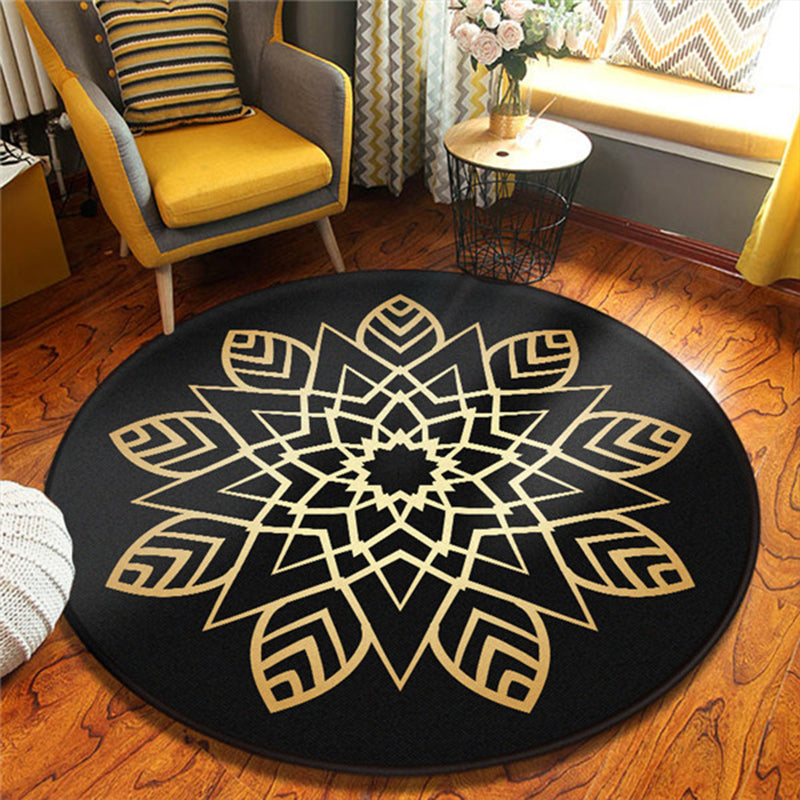 Chic Floral Pattern Area Rug Multicolored Moroccan Carpet Synthetics Washable Anti-Slip Backing Stain Resistant Rug for Front Door Light Yellow 3'11