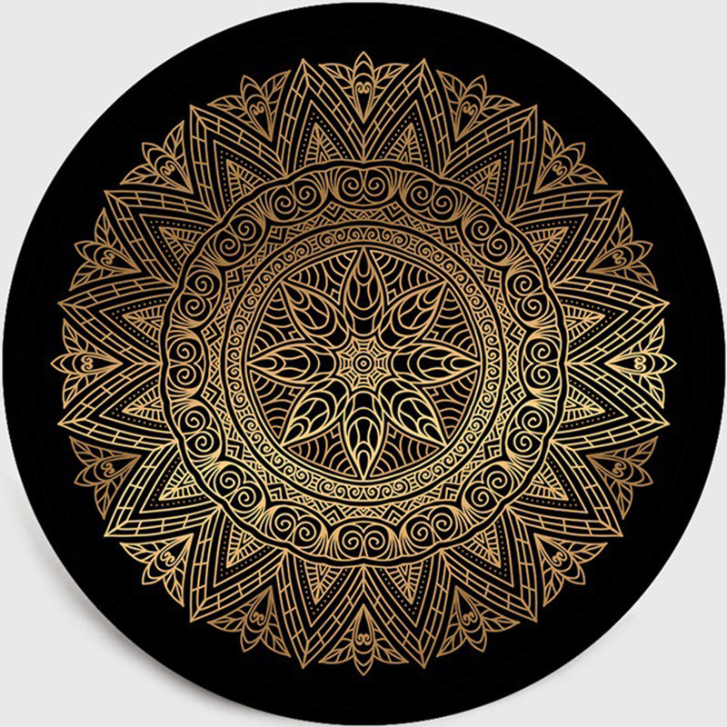 Retro Dark Color Moroccan Rug Polypropylene Mandala Patterned Rug Washable Anti-Slip Pet Friendly Rug for Living Room Brass Clearhalo 'Area Rug' 'Moroccan' 'Rugs' Rug' 2058911