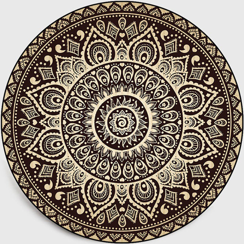 Retro Dark Color Moroccan Rug Polypropylene Mandala Patterned Rug Washable Anti-Slip Pet Friendly Rug for Living Room Dark Beige Clearhalo 'Area Rug' 'Moroccan' 'Rugs' Rug' 2058916