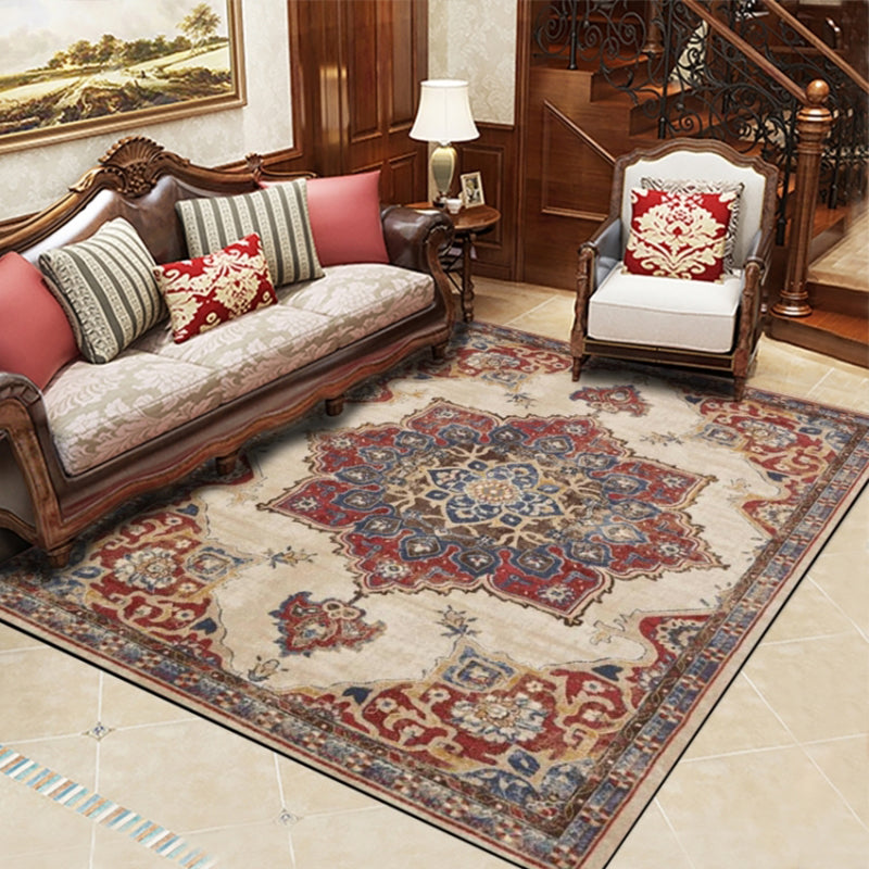 Retro Multicolor Moroccan Rug Synthetics Floral Patterned Rug Anti-Slip Washable Pet Friendly Carpet for Family Room Dark Red Clearhalo 'Area Rug' 'Moroccan' 'Rugs' Rug' 2059152