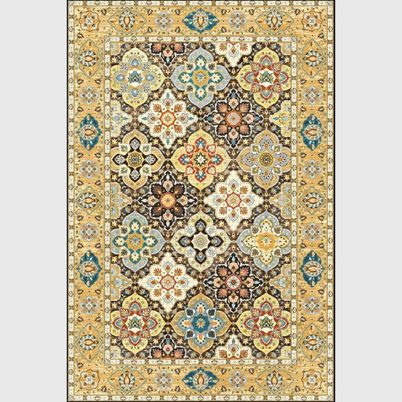 Persian Quatrefoil Patterned Rug Gold Polypropylene Area Carpet Machine Washable Stain Resistant Anti-Slip Backing Rug for Living Room Gold Clearhalo 'Area Rug' 'Moroccan' 'Rugs' Rug' 2059159