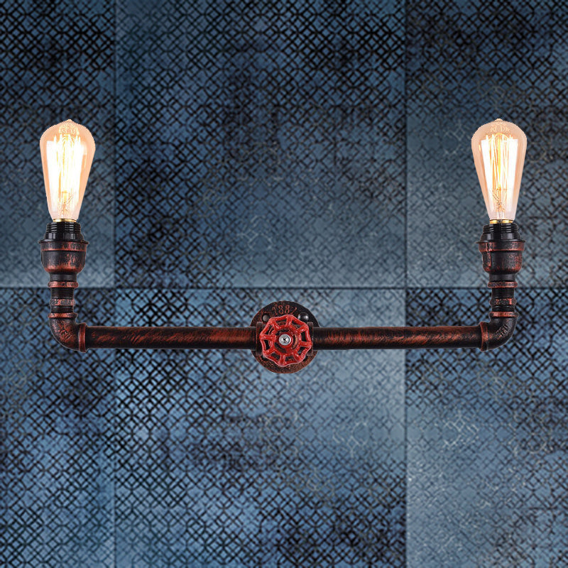 2-Light Pressure Gauge Wall Mounted Pipe Light Industrial Weathered Copper Metal Sconce for Indoor, 20.5