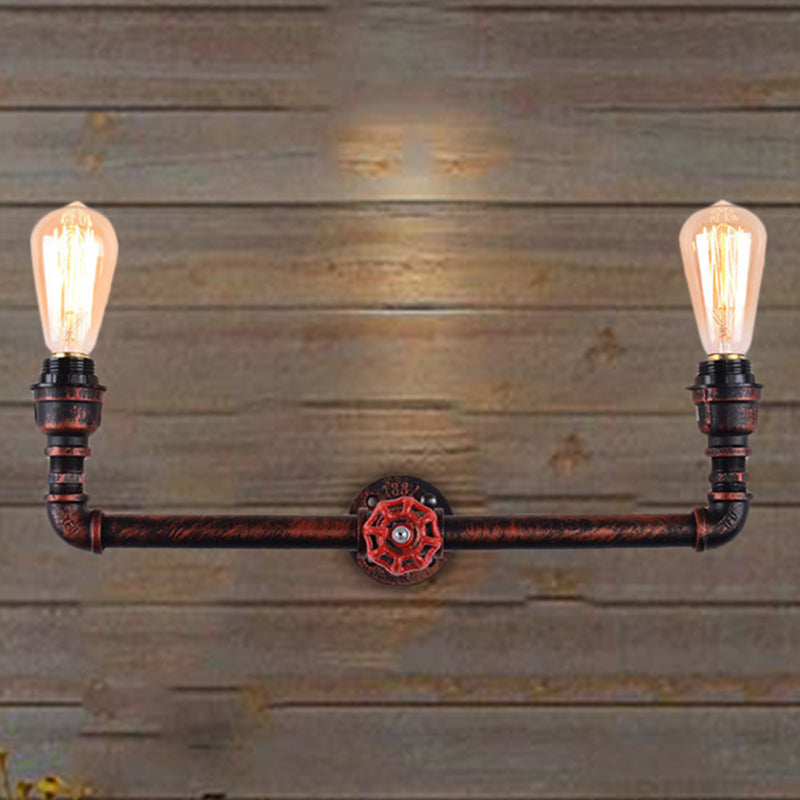 2-Light Pressure Gauge Wall Mounted Pipe Light Industrial Weathered Copper Metal Sconce for Indoor, 20.5