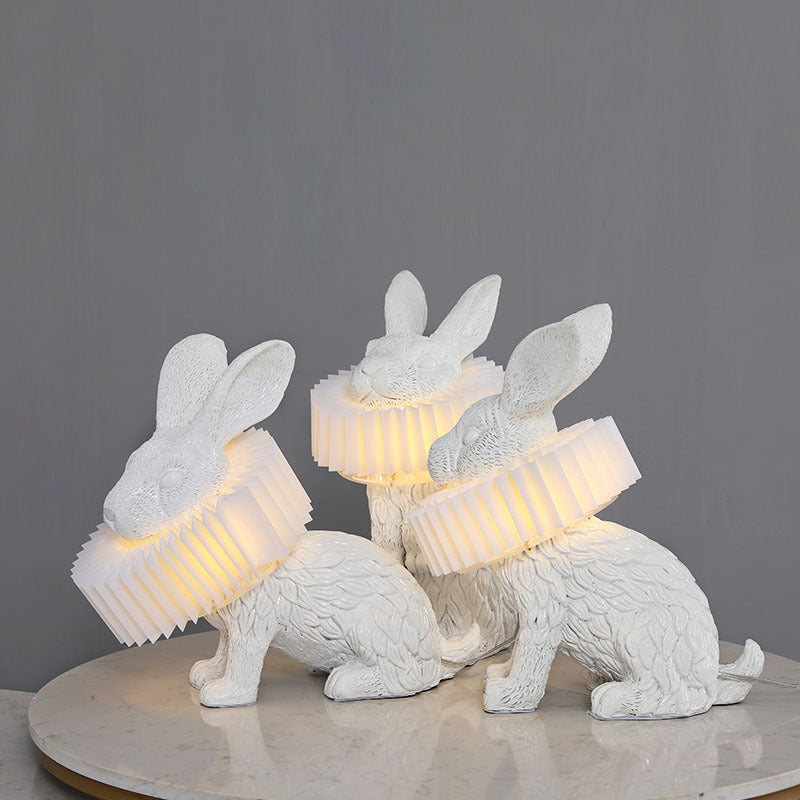 Rabbit Shaped Bedside Table Lamp Resin Single Modern LED Nightstand Lighting in White White Sitting Clearhalo 'Lamps' 'Table Lamps' Lighting' 2063751