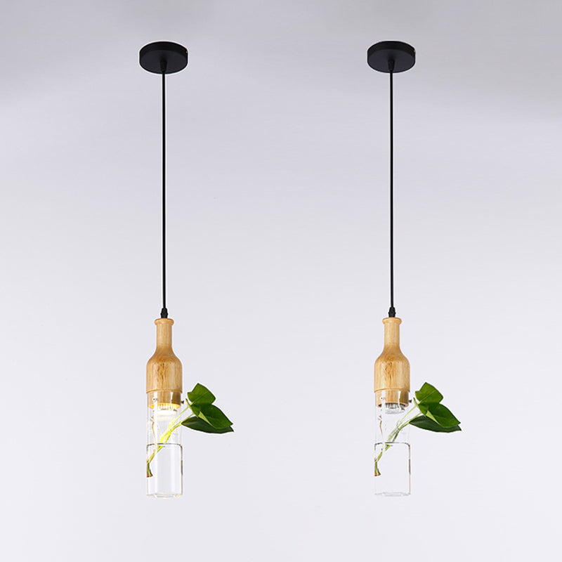 Simplicity Bottle Shaped Planter Ceiling Light Clear Glass Bedroom Hanging Pendant Light 1 Black Round Clearhalo 'Ceiling Lights' 'Glass shade' 'Glass' 'Industrial Pendants' 'Industrial' 'Middle Century Pendants' 'Pendant Lights' 'Pendants' 'Tiffany' Lighting' 2063947