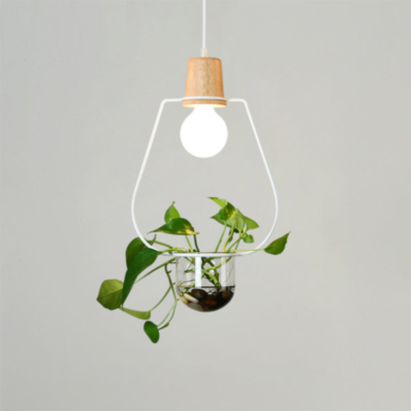 Planter Hanging Lamp Contemporary Clear Glass 1-Light Study Room Lighting Pendant White B Clearhalo 'Art Deco Pendants' 'Black' 'Cast Iron' 'Ceiling Lights' 'Ceramic' 'Crystal' 'Industrial Pendants' 'Industrial' 'Metal' 'Middle Century Pendants' 'Pendant Lights' 'Pendants' 'Rustic Pendants' 'Tiffany' Lighting' 2064011