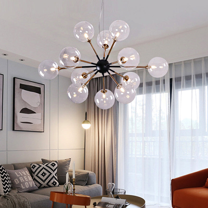 Clear Glass Sputnik Hanging Chandelier Simple Style 12 Lights Ceiling Pendant Light for Living Room Clear Clearhalo 'Ceiling Lights' 'Chandeliers' 'Clear' 'Glass shade' 'Glass' 'Industrial' 'Modern Chandeliers' 'Modern' 'Tiffany' 'Traditional Chandeliers' Lighting' 206880