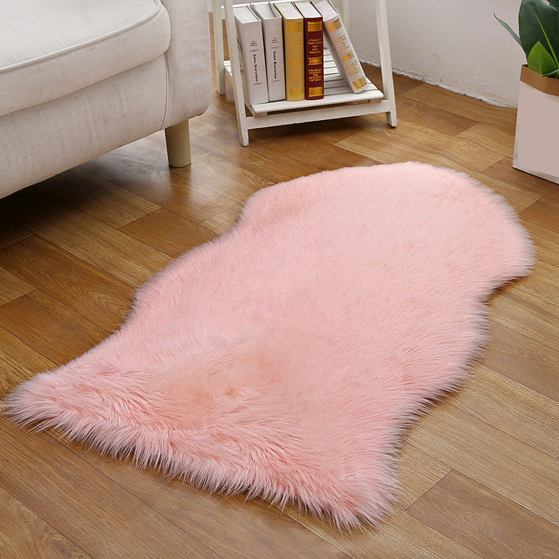 Shaggy Plain Rug Multi-Color Scandinavian Carpet Faux Fur Machine Washable Non-Slip Backing Pet Friendly Rug for Home Nude Pink 3'3