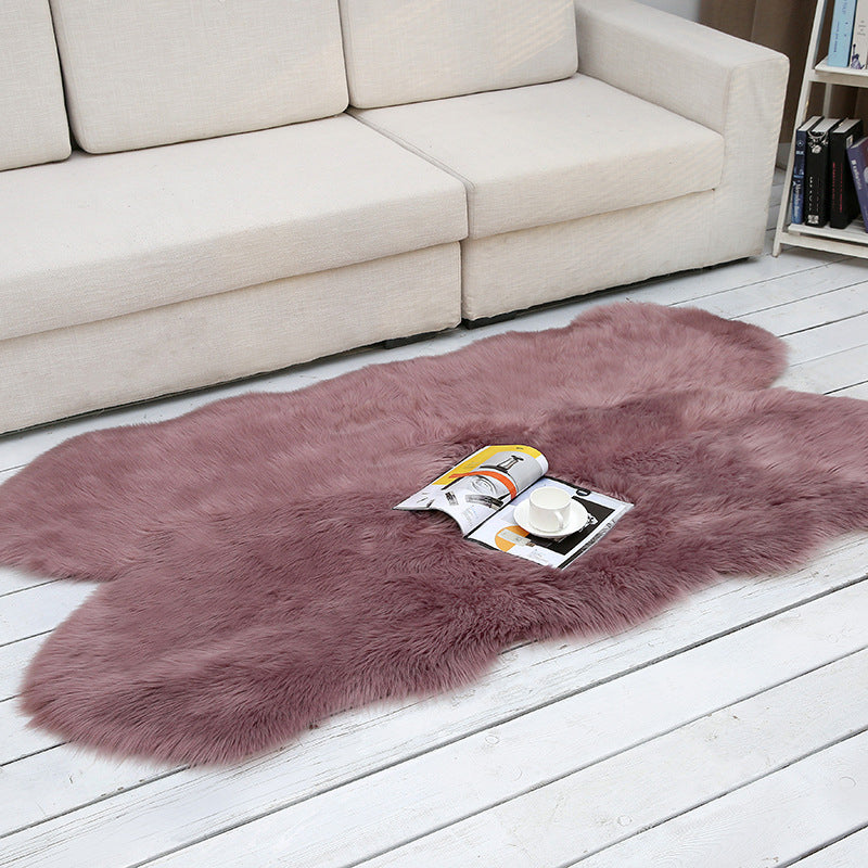 Shaggy Plain Rug Multi-Color Scandinavian Carpet Faux Fur Machine Washable Non-Slip Backing Pet Friendly Rug for Home Purple 3'3