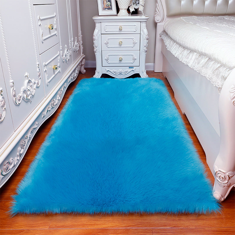 Cozy Plain Rug Faux Fleece Simplicity Carpet Washable Stain Resistant Non-Slip Rug for Girls Bedroom Lake Blue Clearhalo 'Area Rug' 'Casual' 'Rugs' Rug' 2070827