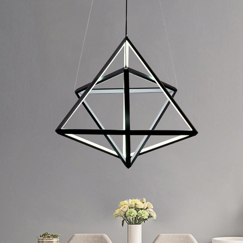 Triangle Dining Room Chandelier Lamp Acrylic Simple Style Black LED Suspension Light Black Clearhalo 'Ceiling Lights' 'Chandeliers' 'Modern Chandeliers' 'Modern' Lighting' 207470