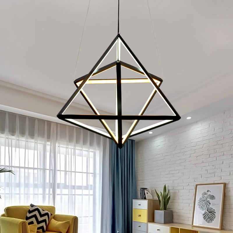 Triangle Dining Room Chandelier Lamp Acrylic Simple Style Black LED Suspension Light Clearhalo 'Ceiling Lights' 'Chandeliers' 'Modern Chandeliers' 'Modern' Lighting' 207471