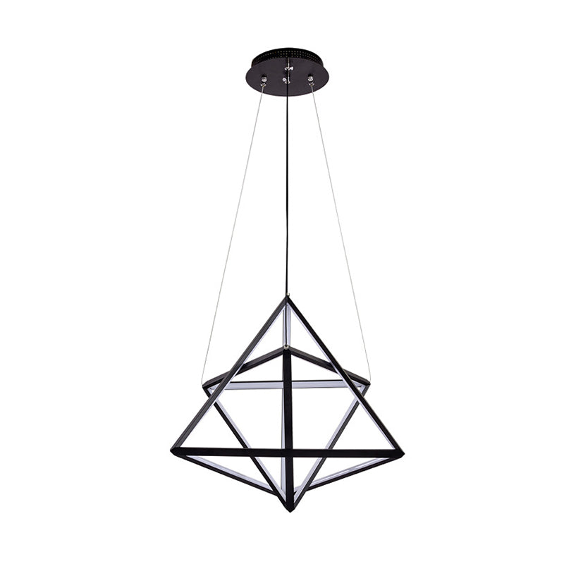 Triangle Dining Room Chandelier Lamp Acrylic Simple Style Black LED Suspension Light Clearhalo 'Ceiling Lights' 'Chandeliers' 'Modern Chandeliers' 'Modern' Lighting' 207472