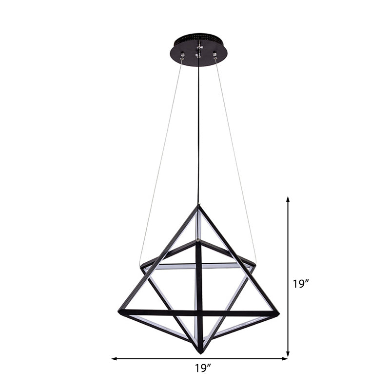 Triangle Dining Room Chandelier Lamp Acrylic Simple Style Black LED Suspension Light Clearhalo 'Ceiling Lights' 'Chandeliers' 'Modern Chandeliers' 'Modern' Lighting' 207473
