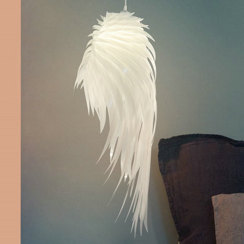 White Wing Hanging Ceiling Light Contemporary 1 Light Plastic Pendant Light, 23.5