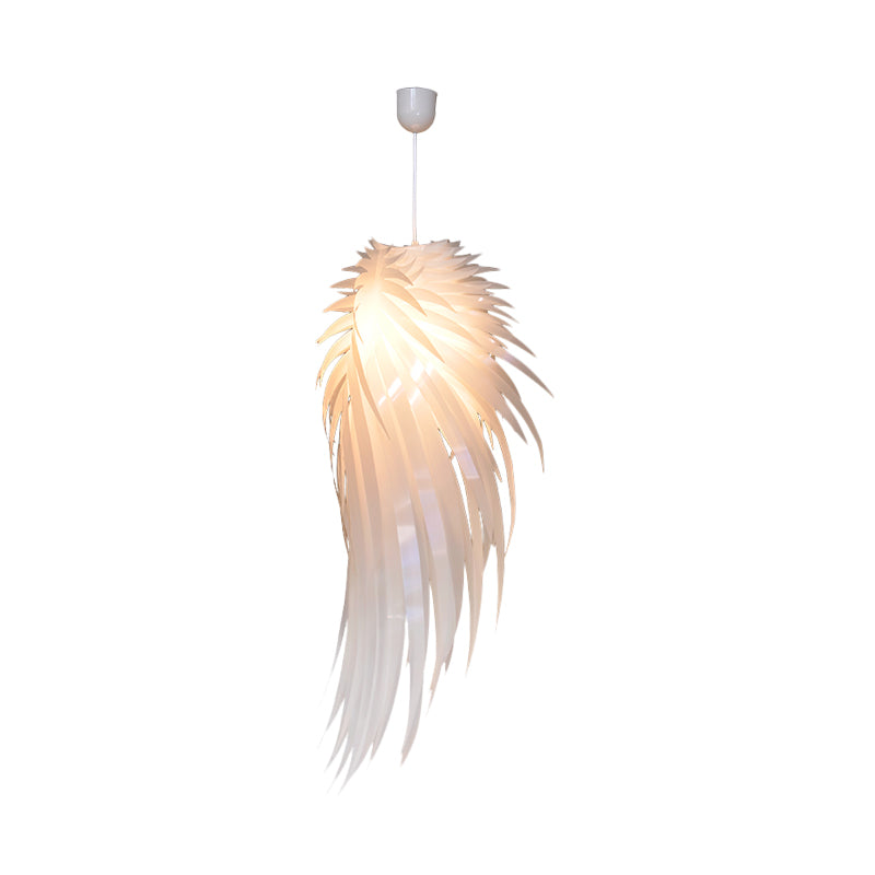 White Wing Hanging Ceiling Light Contemporary 1 Light Plastic Pendant Light, 23.5