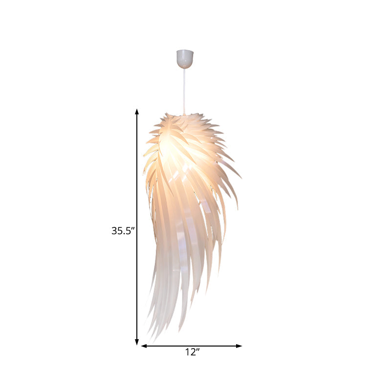 White Wing Hanging Ceiling Light Contemporary 1 Light Plastic Pendant Light, 23.5