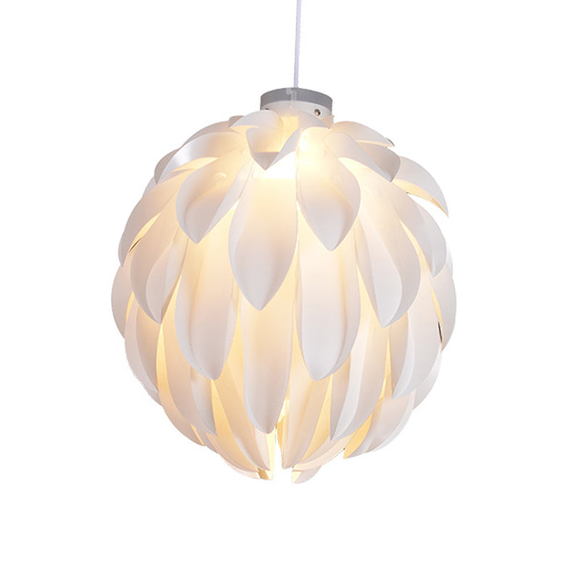 Flower Pendant Light Art Deco Plastic 1 Light White Ceiling Pendant Light for Dining Room, 16