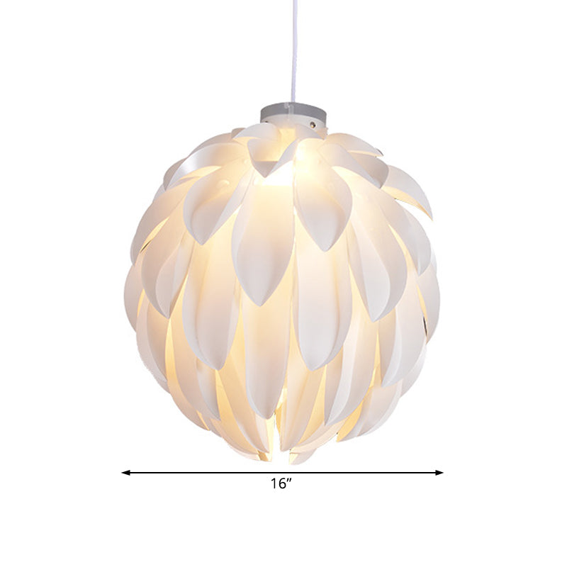 Flower Pendant Light Art Deco Plastic 1 Light White Ceiling Pendant Light for Dining Room, 16